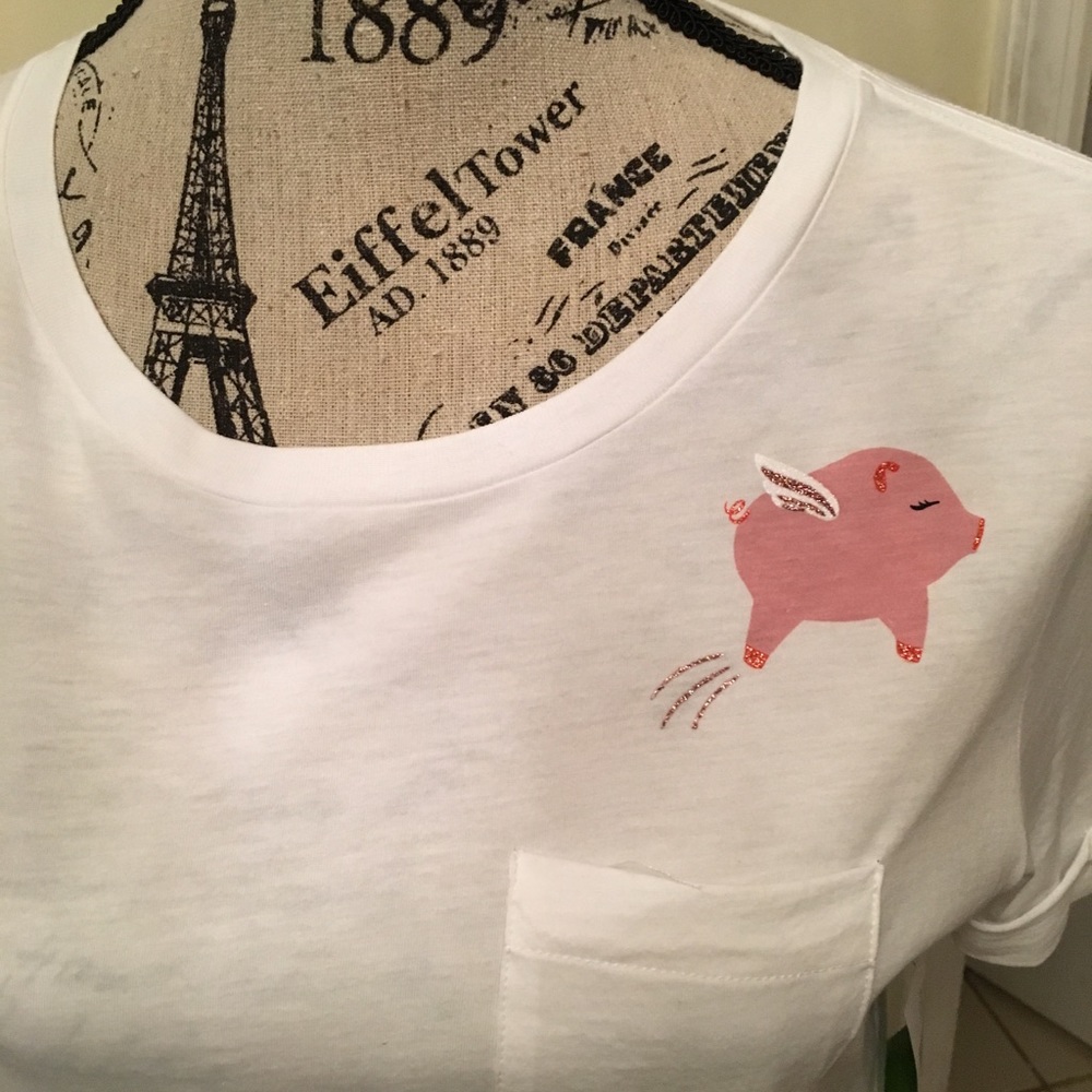 NWT Kate Spade Flying Pig 🐷 Tee shirt - Picture 2 of 4